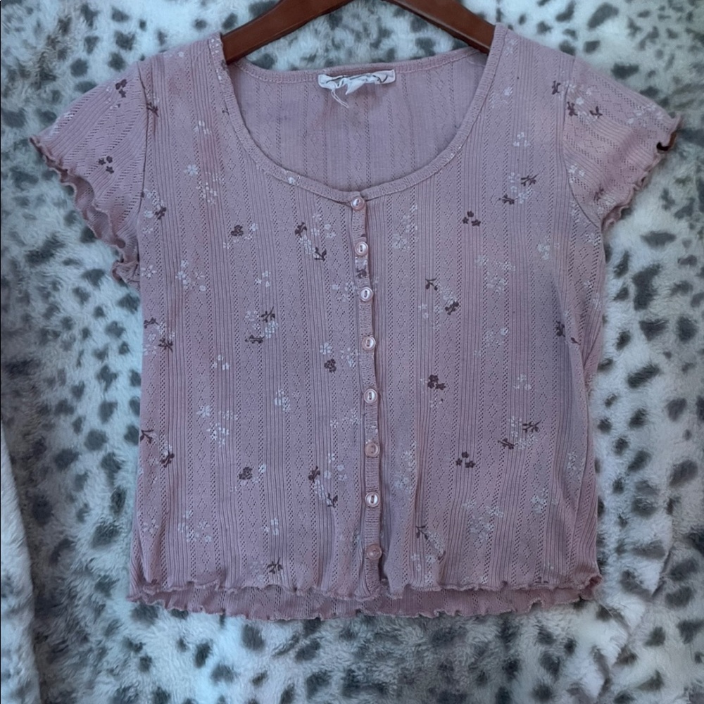 Pink floral crop top